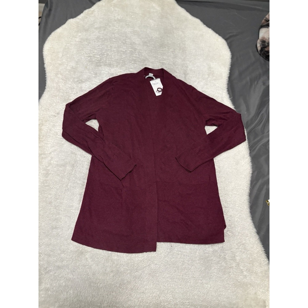 New Croft & Barrow Plum Open Front‎ Cardigan Sweater Size Small